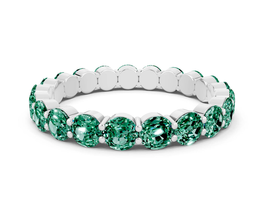 White gold Round Green Sapphire Eternity Band with U-Prong Setting_30