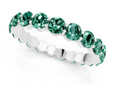 White gold Round Green Sapphire Eternity Band with U-Prong Setting_31