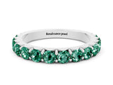 White gold Round Green Sapphire Half Eternity Band with Classic Prong Setting_6