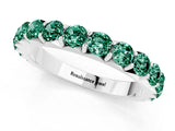 White gold Round Green Sapphire Half Eternity Band with Classic Prong Setting_7