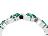 White gold Round Green Sapphire Half Eternity Band with Wave Prong Setting_10