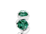 White gold Round Green Sapphire Half Eternity Band with Wave Prong Setting_11