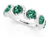 White gold Round Green Sapphire Half Eternity Band with Wave Prong Setting_7