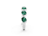 White gold Round Green Sapphire Half Eternity Band with Wave Prong Setting_8