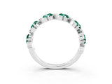 White gold Round Green Sapphire Half Eternity Band with Wave Prong Setting_9