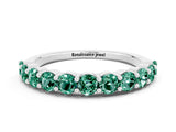 White gold Round Green Sapphire Half-Eternity Prong-Set Band_6