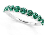 White gold Round Green Sapphire Half-Eternity Prong-Set Band_7