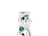 White gold Round Green Sapphire Leaf Eternity Band with Bezel Setting_47