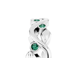 White gold Round Green Sapphire Leaf Eternity Band with Bezel Setting_48