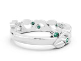 White gold Round Green Sapphire Leaf Eternity Band with Bezel Setting_78