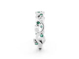 White gold Round Green Sapphire Leaf Eternity Band with Bezel Setting_80