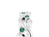 White gold Round Green Sapphire Leaf Eternity Band with Bezel Setting_83