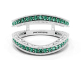 White gold Round Green Sapphire Milgrain Eternity Band with Channel Setting_18