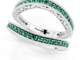 White gold Round Green Sapphire Milgrain Eternity Band with Channel Setting_19