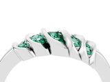 White gold Round Green Sapphire Multi-Row Crossover Band_10