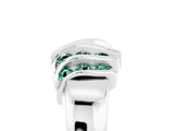White gold Round Green Sapphire Multi-Row Crossover Band_11