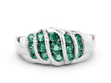 White gold Round Green Sapphire Multi-Row Crossover Band_6