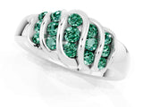 White gold Round Green Sapphire Multi-Row Crossover Band_7