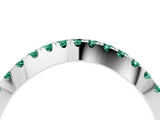 White gold Round Green Sapphire Pavé Curved Band with Shared Prong Setting_10