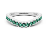 White gold Round Green Sapphire Pavé Curved Band with Shared Prong Setting_6