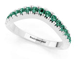 White gold Round Green Sapphire Pavé Curved Band with Shared Prong Setting_7