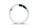 White gold Round Green Sapphire Pavé Curved Band with Shared Prong Setting_9