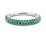 White gold Round Green Sapphire Pavé Eternity Band with Shared Prong Setting_6