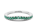 White gold Round Green Sapphire Pavé Set Curved Wedding Band_10