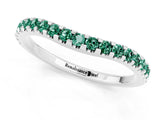 White gold Round Green Sapphire Pavé Set Curved Wedding Band_11