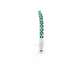 White gold Round Green Sapphire Pavé Set Curved Wedding Band_12