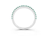 White gold Round Green Sapphire Pavé Set Curved Wedding Band_13