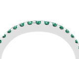 White gold Round Green Sapphire Pavé Set Curved Wedding Band_14