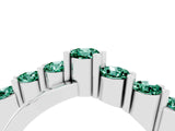 White gold Round Green Sapphire Prong-Set Crossover Band_10