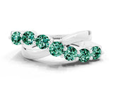 White gold Round Green Sapphire Prong-Set Crossover Band_6