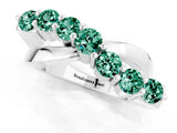 White gold Round Green Sapphire Prong-Set Crossover Band_7