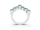 White gold Round Green Sapphire Prong-Set Crossover Band_9