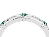White gold Round Green Sapphire Prong Set Milgrain Eternity Band_10
