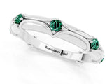 White gold Round Green Sapphire Prong Set Milgrain Eternity Band_19