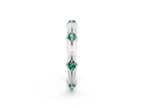 White gold Round Green Sapphire Prong Set Milgrain Eternity Band_20