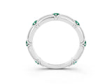 White gold Round Green Sapphire Prong Set Milgrain Eternity Band_9