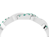 White gold Round Green Sapphire Twist Eternity Band with Pavé Setting_10