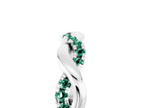 White gold Round Green Sapphire Twist Eternity Band with Pavé Setting_23
