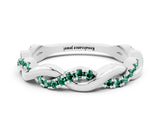 White gold Round Green Sapphire Twist Eternity Band with Pavé Setting_6