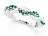 White gold Round Green Sapphire Twist Eternity Band with Pavé Setting_7