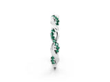White gold Round Green Sapphire Twist Eternity Band with Pavé Setting_8