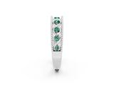White gold Round Green Sapphire Twist Milgrain Band with Bezel Setting_2