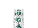 White gold Round Green Sapphire Twist Milgrain Band with Bezel Setting_5