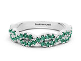 White gold Round Green Sapphire Twisted Eternity Band with Pavé and Shared Prong Setting_18