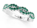 White gold Round Green Sapphire Twisted Eternity Band with Pavé and Shared Prong Setting_19