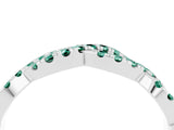 White gold Round Green Sapphire Twisted Eternity Band with Pavé and Shared Prong Setting_22